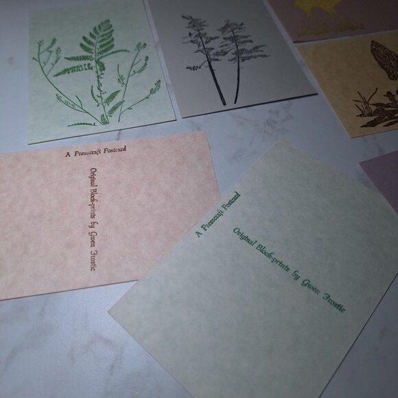 Sarah Gwen Frostic Postcard Block Prints Mini Vintage Nature Michigan Morel Fern - Picture 4 of 12